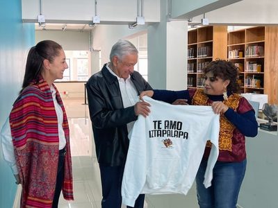 AMLO visita Iztapalapa junto a Brugada y Sheinbaum; presume servicios gratuitos de centro cultural