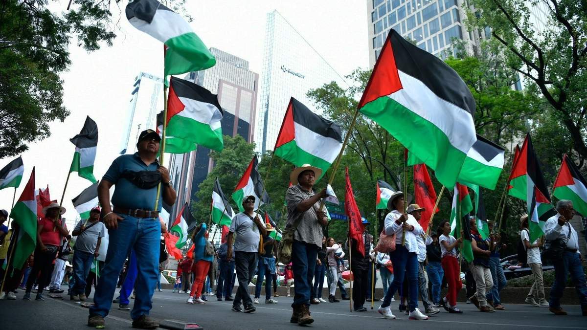Marcha en solidaridad con Palestina por aniversario de la Nakba 15 de mayo 2024 Sobre Paseo de la Reforma