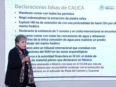 Vulcan generó un desastre ecológico, destrozaron cenotes: Alicia Bárcena