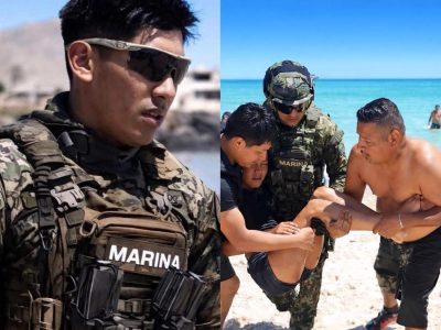 Marino rescata a dos adolescentes de ahogarse en playa de San Felipe, Baja California (Video)