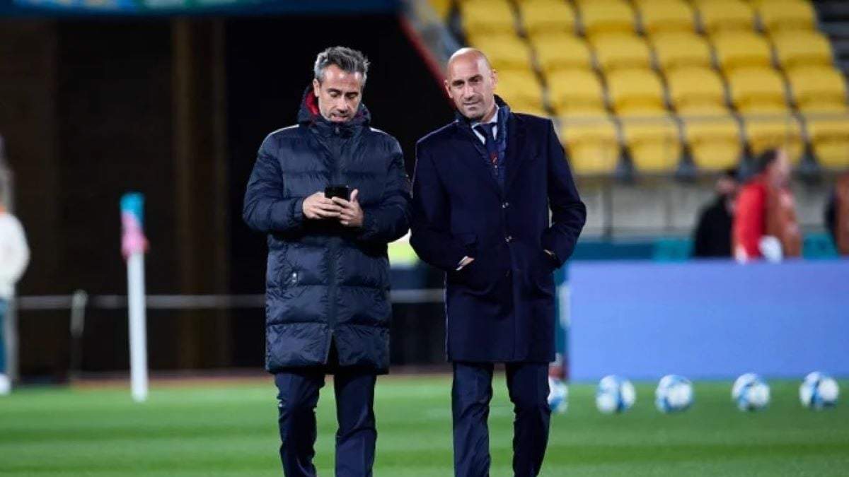 El entrenador de la selección española de futbol femenil, Jorge Vilda, y el presidente de la RFEF, Luis Rubiales