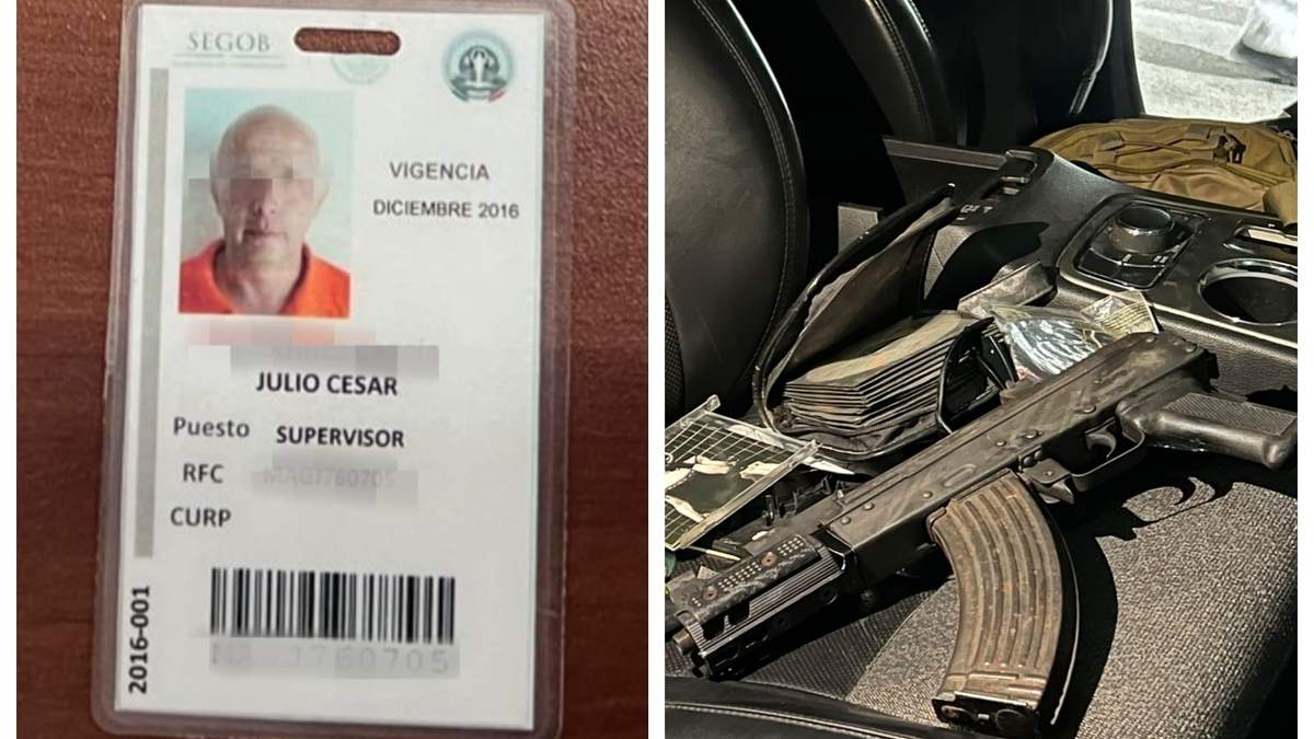 Una credencial, presuntamente apócrifa, del presunto agresor y un arma hallada en su camioneta