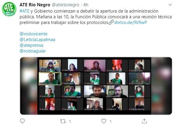 Tuit de ATE Río Negro