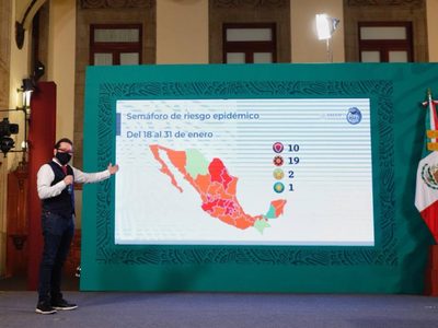 Con diez estados en rojo, así quedó el semáforo epidémico del 18 al 31 de enero