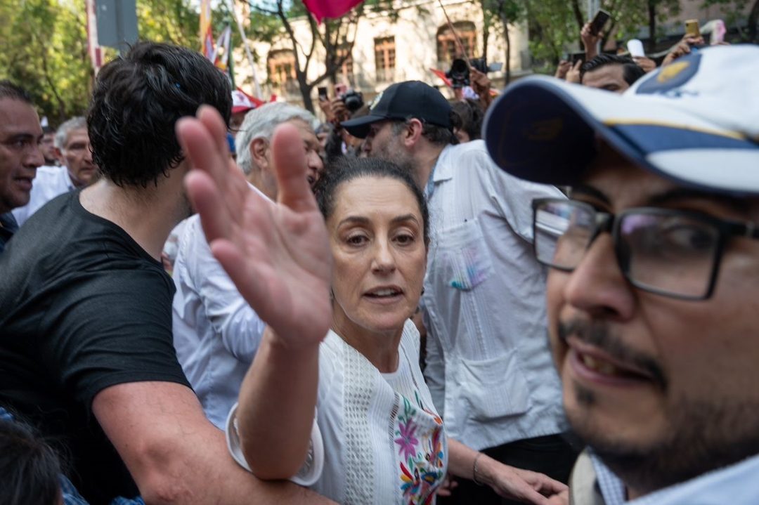 Claudia y AMLO llegada