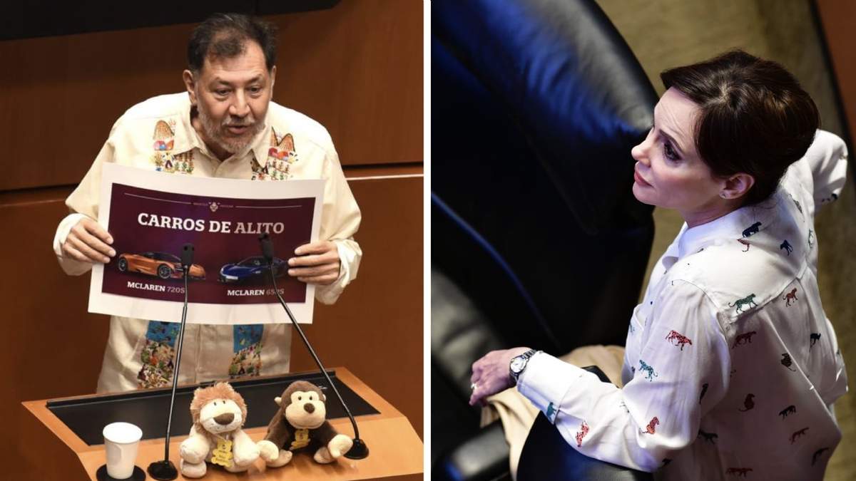 Fernández Noroña subió a tribuna con dos peluches, un león y un chango