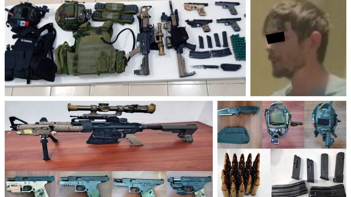 El sujeto, identificado como James "N", y las armas y equipo táctico que portaba