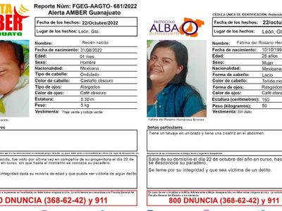 Bebé recién nacido y su madre desaparecen en León; activan alertas