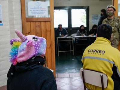 ELECCIONES 2021: una ciudadana fue a votar en San Martin de los Andes vestida de unicornio