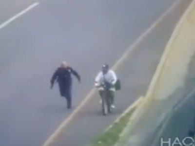 Hombre metió a niña robada en la maleta de su bicicleta y quiso escapar por la México-Pachuca
