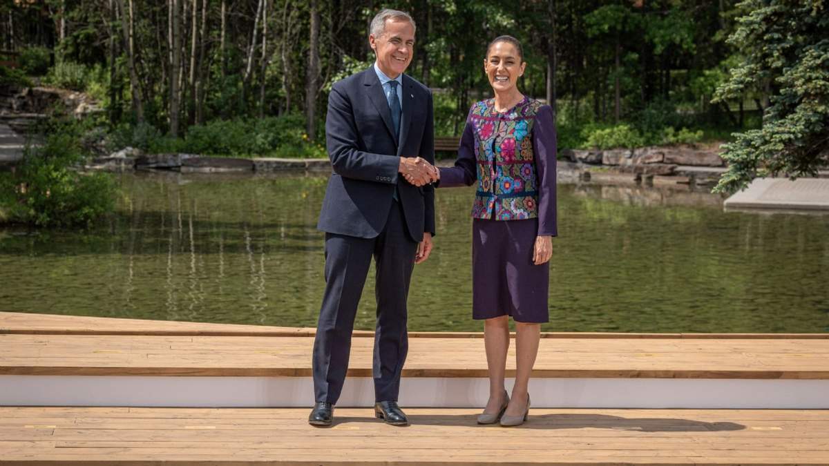 Mark Carney y Claudia Sheinbaum en el G7 el 18 de junio