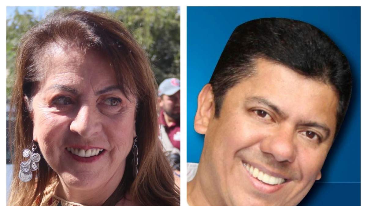 Margarita González Saravia, candidata a la gubernatura por Morena, y Javier Bolaños, a quien apoya para Cuernavaca