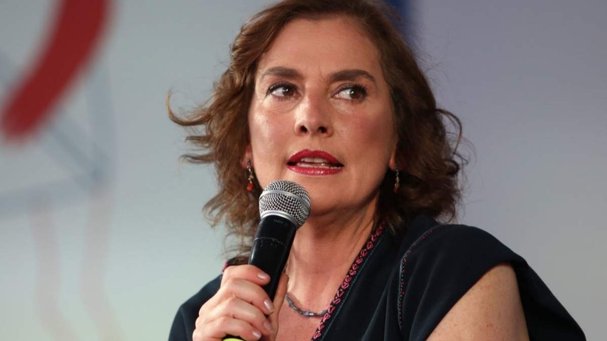 La esposa del presidente López Obrador durante su intervención en la Feria del Libro