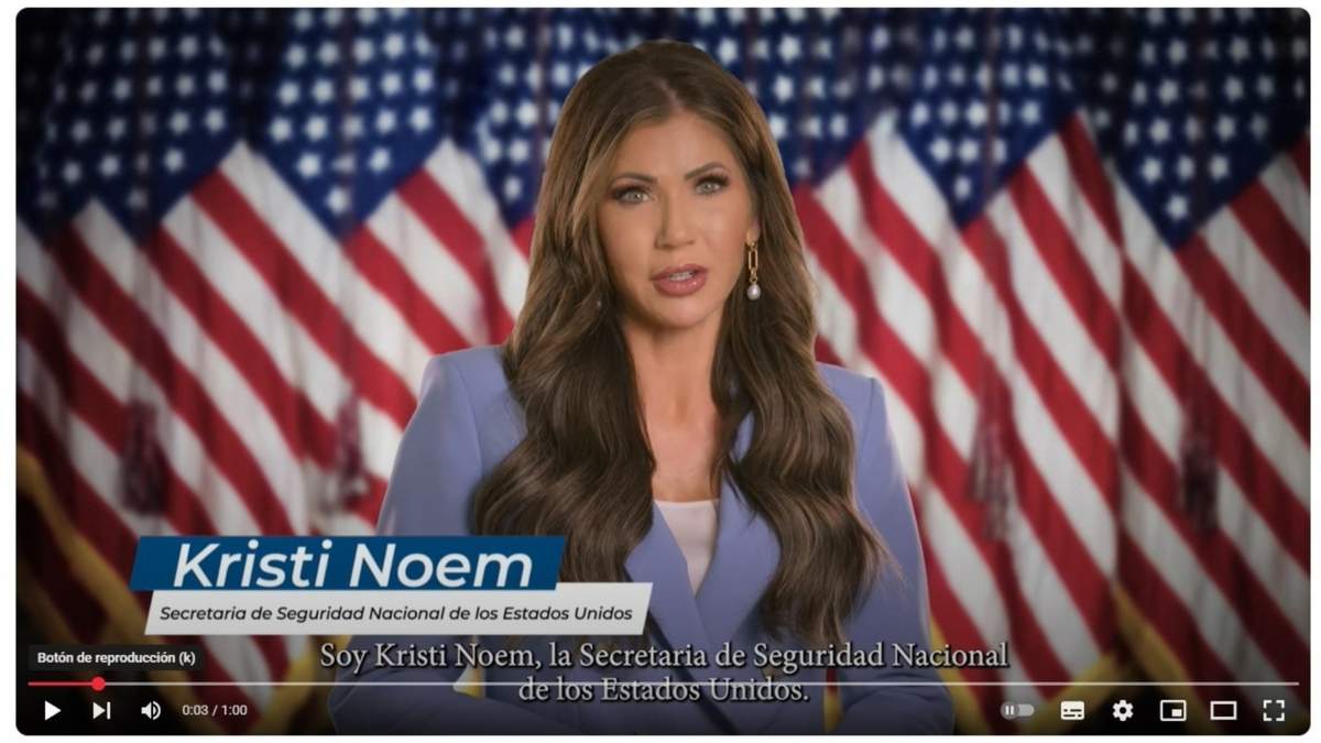 La secretaria de Seguridad Nacional de Estados Unidos, Kristi Noem