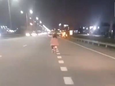 Escalofriante: una niña circuló en bicicleta por Panamericana y fue rescatada por otros conductores