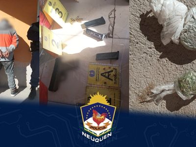 Detuvieron a un hombre que iba por la calle con un arma y marihuana en una mochila