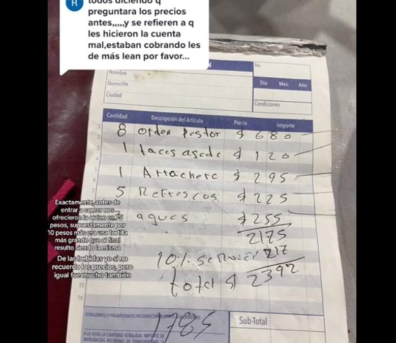 Nota de consumo excesiva