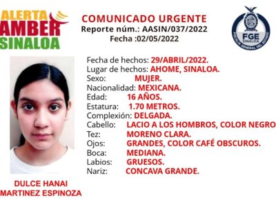 Reportan como desaparecida a la adolescente Dulce Hanai