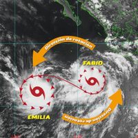 Efecto Fujiwhara: ciclones Fabio y Emilia se fusionarían este miércoles; se prevén lluvias fuertes