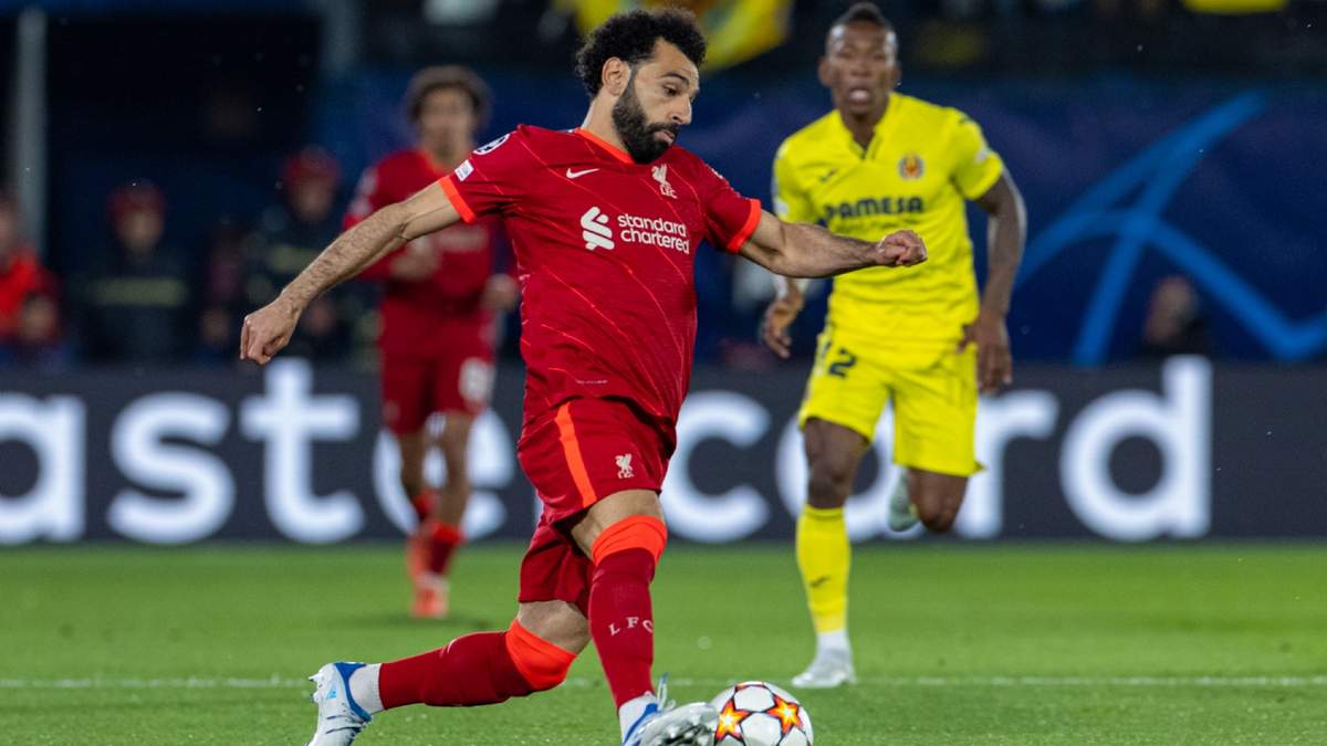 Salah durante el duelo ante el Villarreal