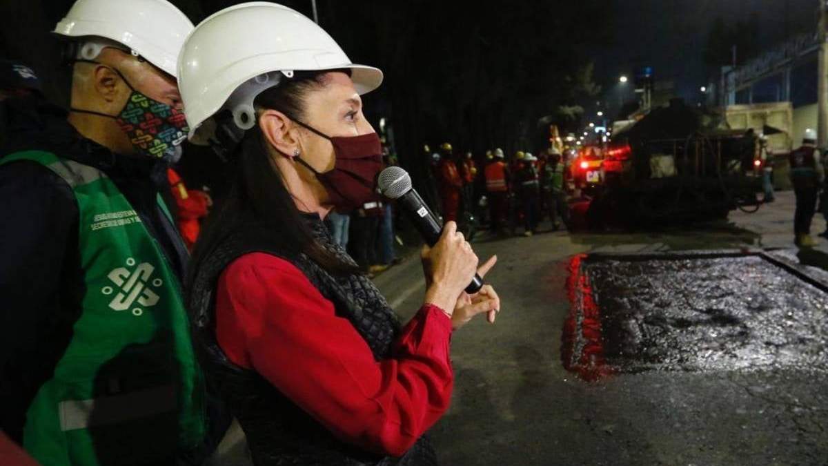 Claudia Sheinbaum, la noche del jueves en la avenida Ignacio Zaragoza