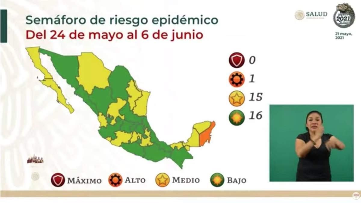 De nueva cuenta, ningún estado aparece en riesgo máximo