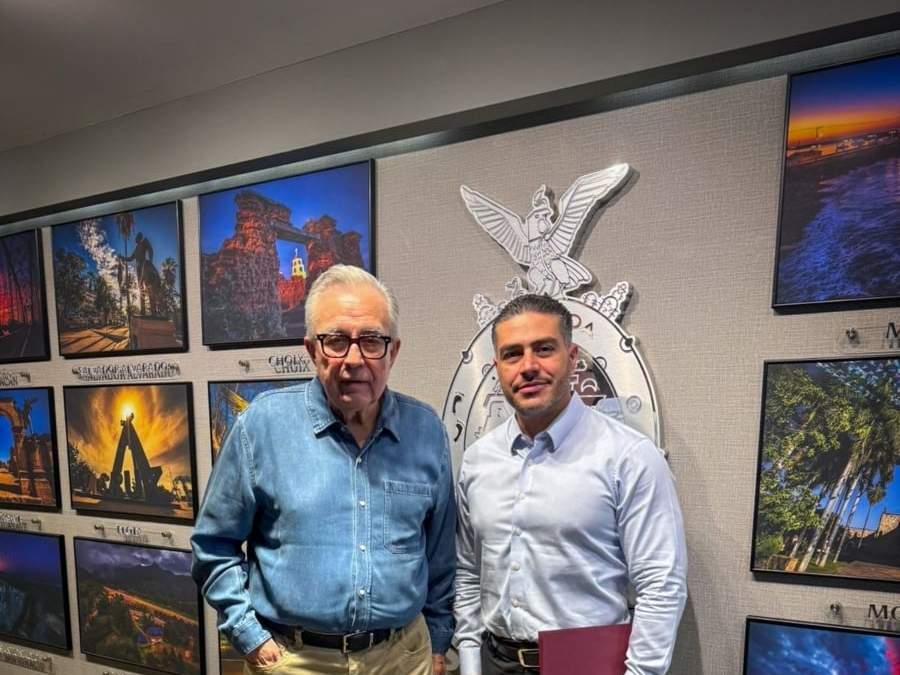 El secretario de Seguridad, Omar García Harfuch con Rubén Rocha Moya, gobernador de Sinaloa