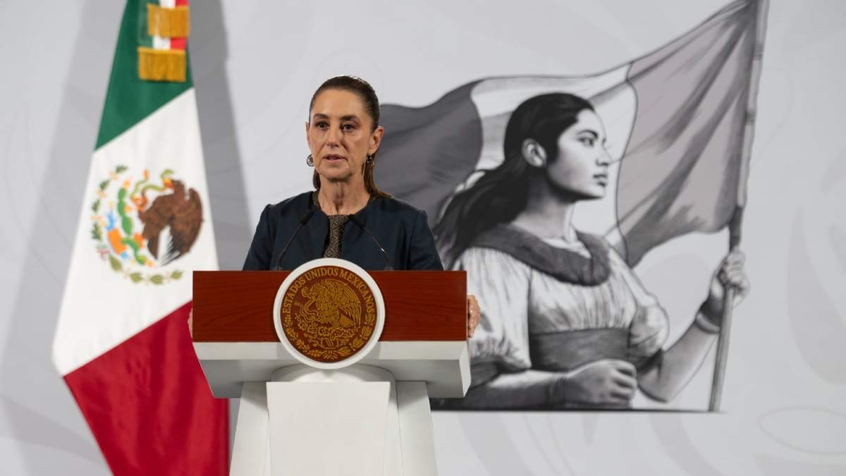 La presidenta Claudia Sheinbaum en la conferencia matutina en Palacio Nacional, el jueves 6 de noviembre de 2025