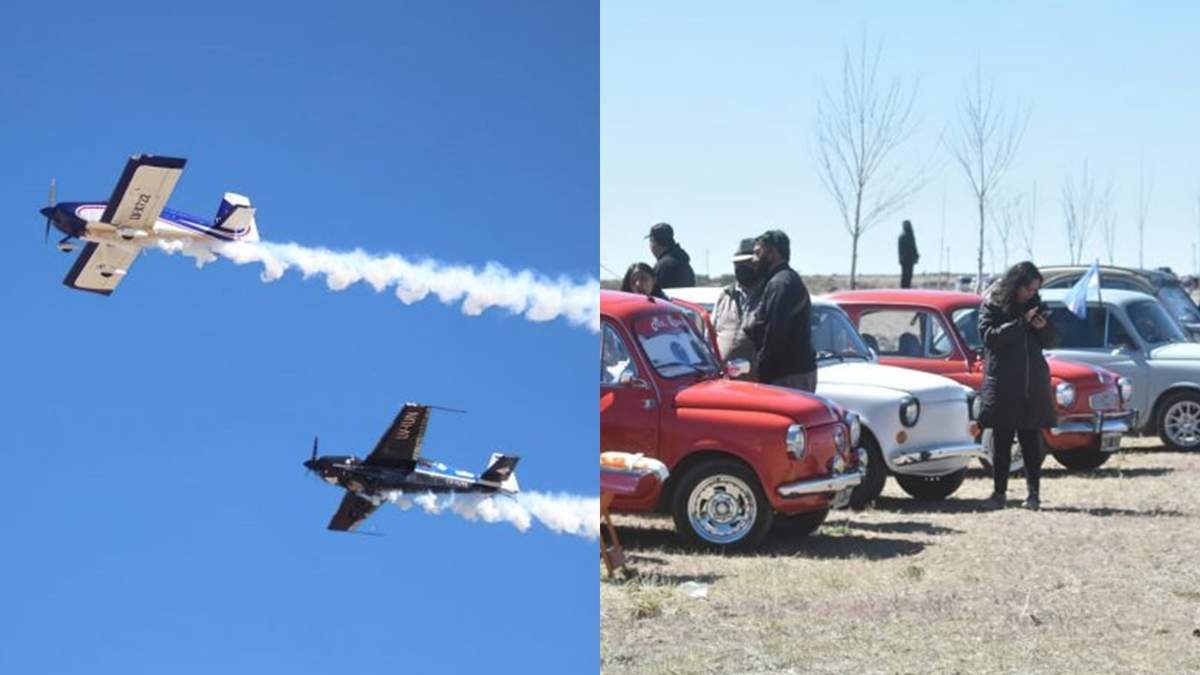 El evento de Zapala estuvo acompañado de una exposición de autos clásicos. Fuente: (Minuto Neuquén)