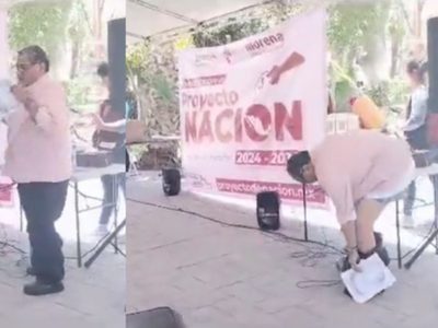 En pleno discurso, se le caen los pantalones a diputado de Morena y se vuelve viral (Video)