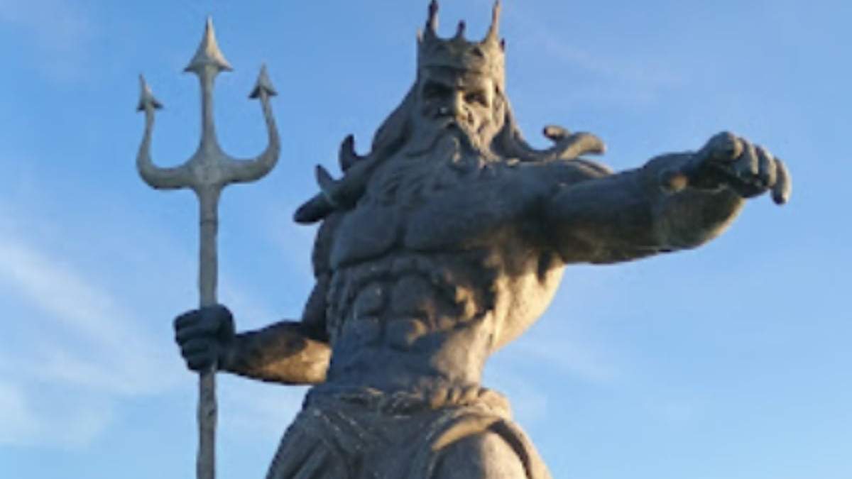 La estatua de Poseidón en Puerto Progreso