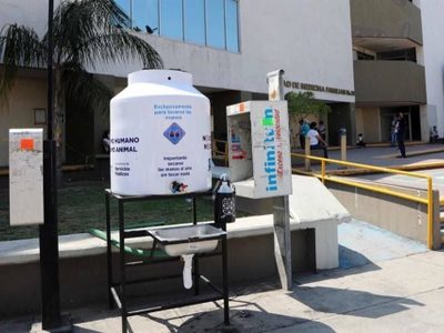 Instalan lavamanos en la vía pública para fomentar la higiene