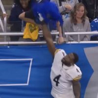 DK Metcalf de los Steelers golpea a aficionado de Lions (Video)