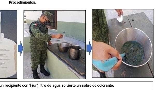 El oficio de la Sedena incluye instrucciones para teñir los uniformes