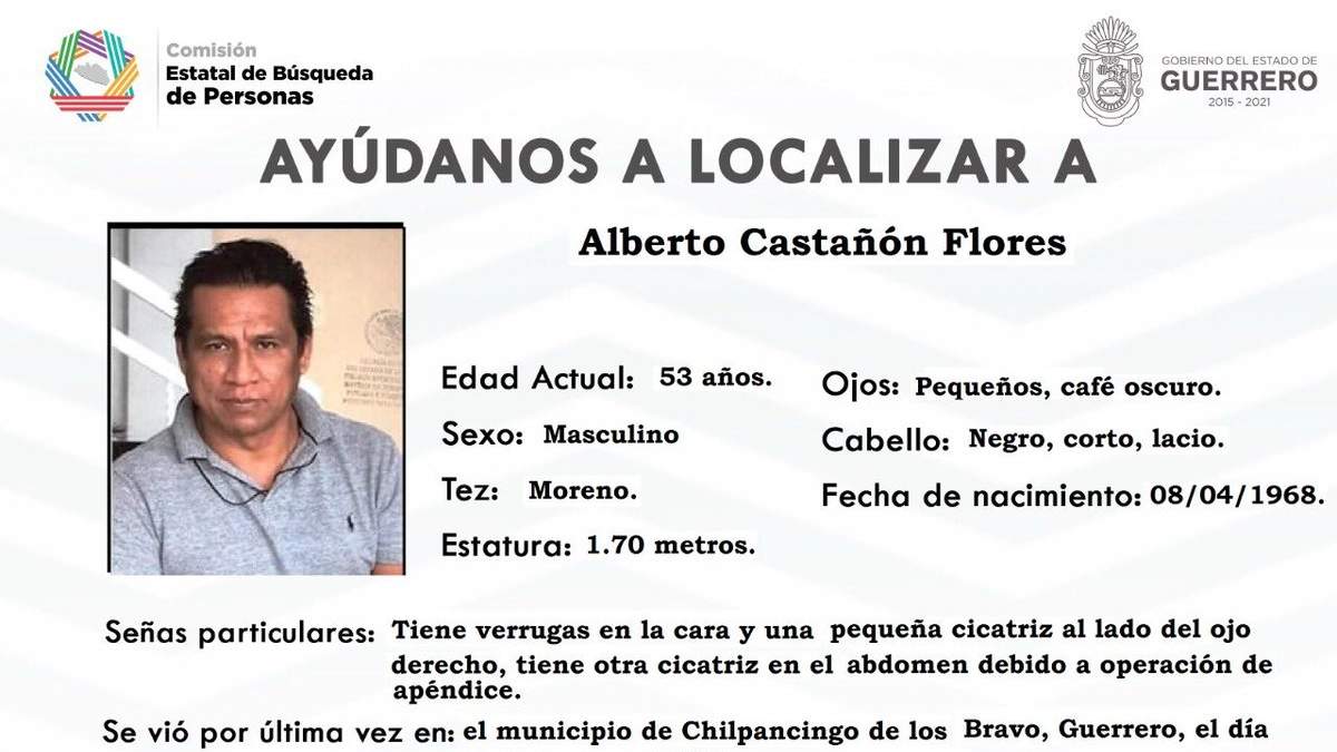 Ficha de desaparición de Alberto Castañón