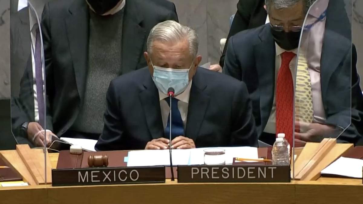 López Obrador en su discurso en la ONU, en NY