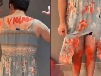 Un joven se disfrazó de "mujer violada" y causó indignación