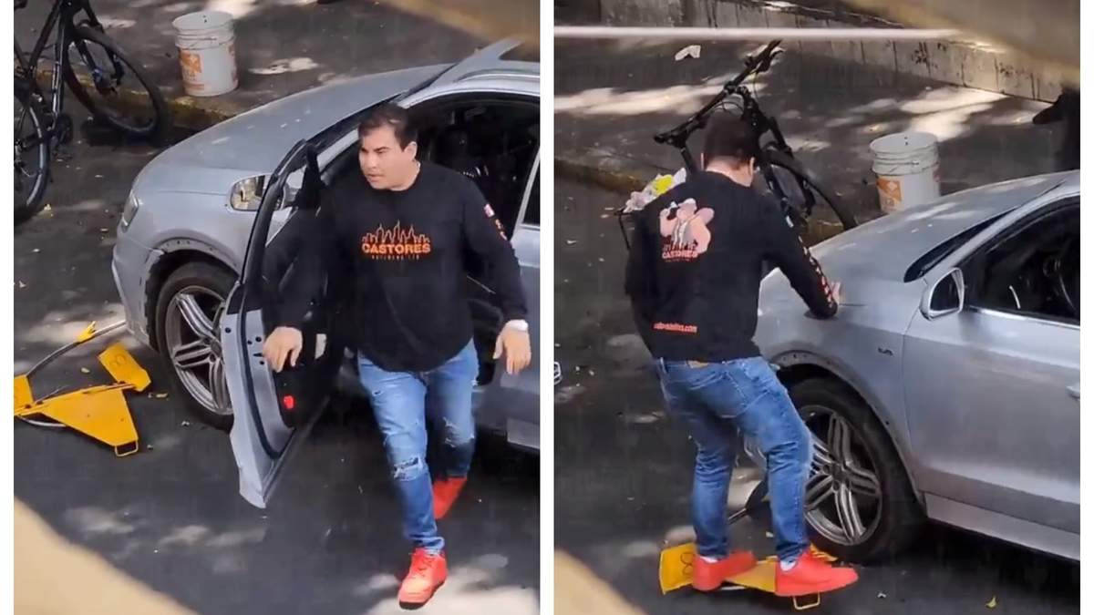 El sujeto rompió el inmovilizador que le colocaban los policías viales