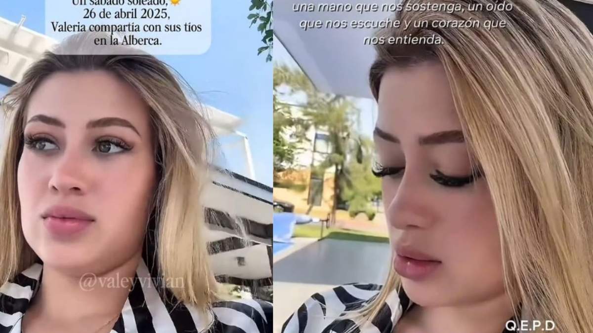 Captura del video en alberca donde Valeria lee mensajes y menciona: “me estoy muriendo”, antes de que la grabación se corte.