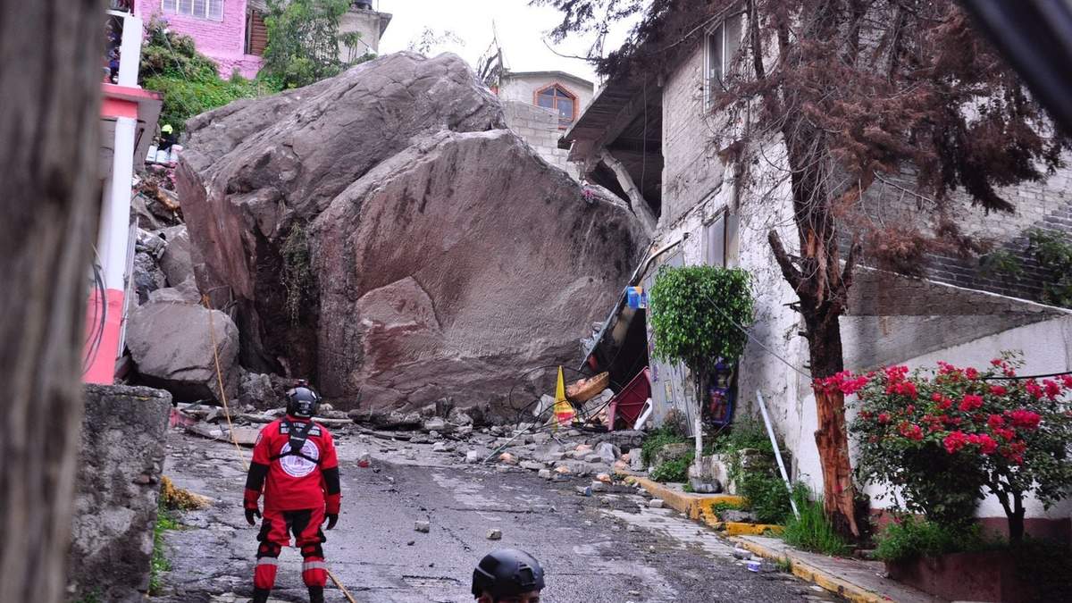 Zona del derrumbe a pie del cerro del Chiquihuite