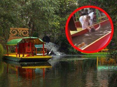Turista extranjera cae a canal en trajinera de Xochimilco y logran rescatarla a tiempo