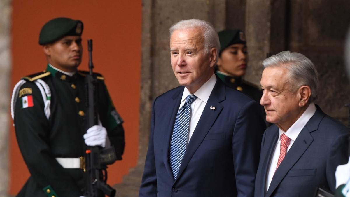 El presidente Andrés Manuel López Obrador y su homólogo estadunidense Joe Biden se reúnen en Palacio Nacional previo a la Cumbre de líderes de América del Norte. 9 de enero de 2023