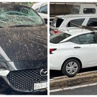 Se desprende canaleta del segundo piso del Periférico y cae sobre dos vehículos