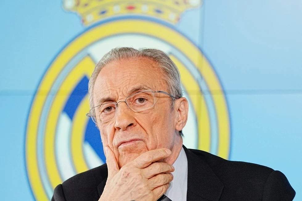 El presidente del Real Madrid, Florentino Pérez, ofrece una rueda de prensa en Madrid el martes 12 de mayo de 2026.