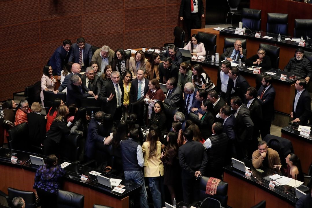 Bancada de Morena en el  Senado. Foto Montserrat López