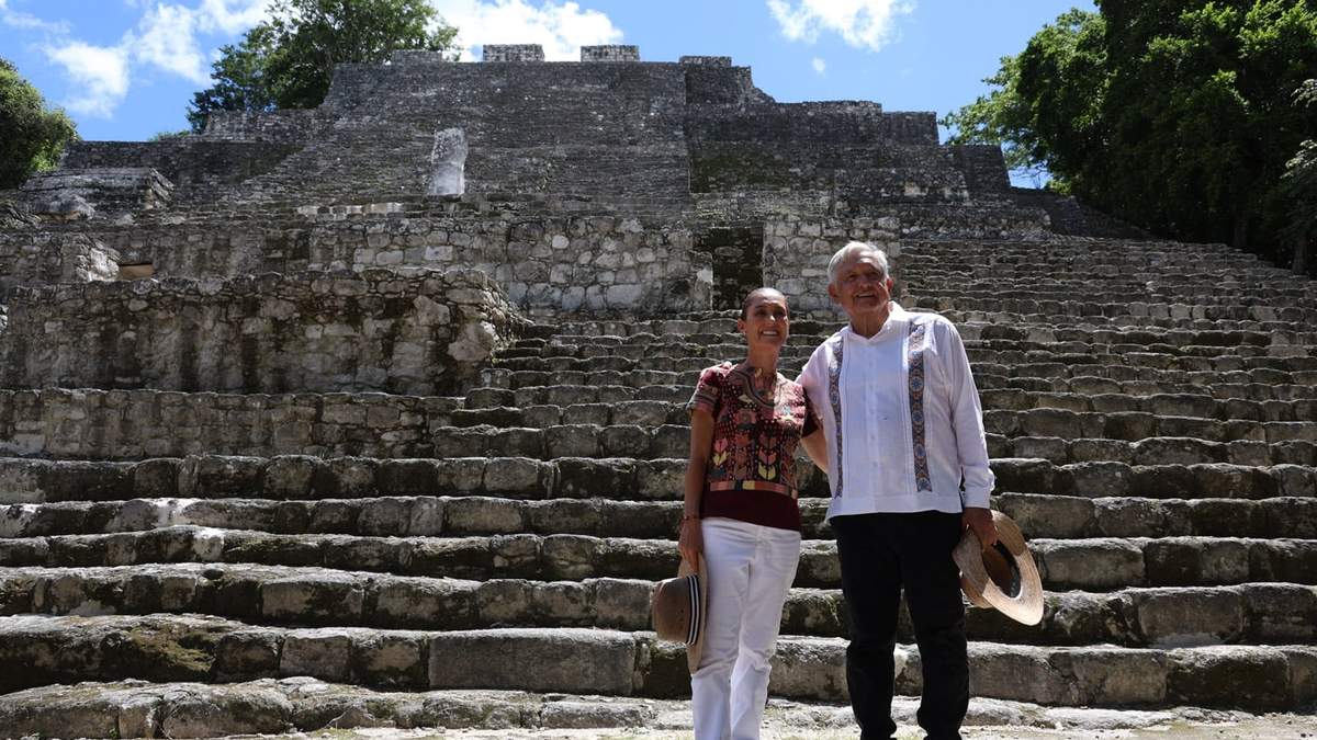 López Obrador y Sheinbaum en Calakmul