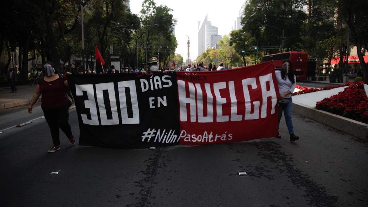 La marcha de trabajadores sindicalizados de Notimex