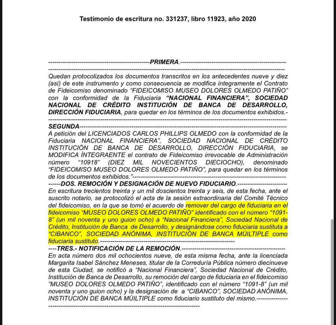 1 Cambio de institución fiduciaria.