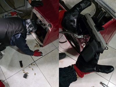 Centenario: Encontraron una pistola y municiones escondidas en un lavarropas
