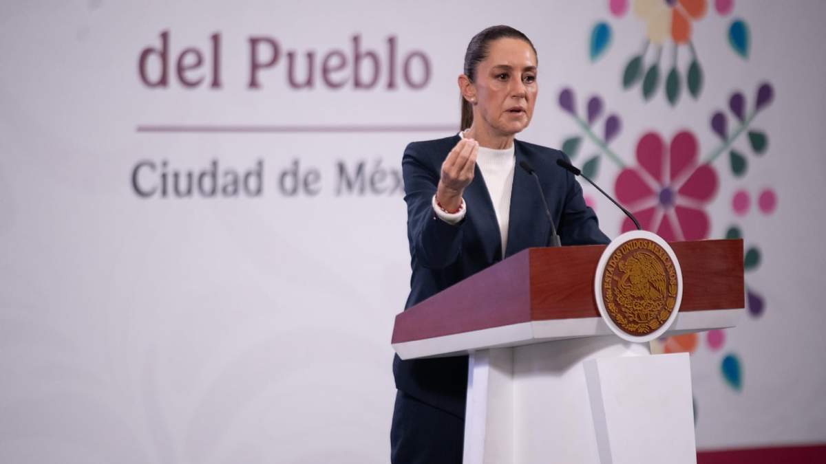 La presidenta durante la conferencia en Palacio Nacional